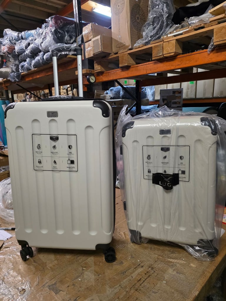 image for A new still boxed beige and black hard shell 2pc suit set 