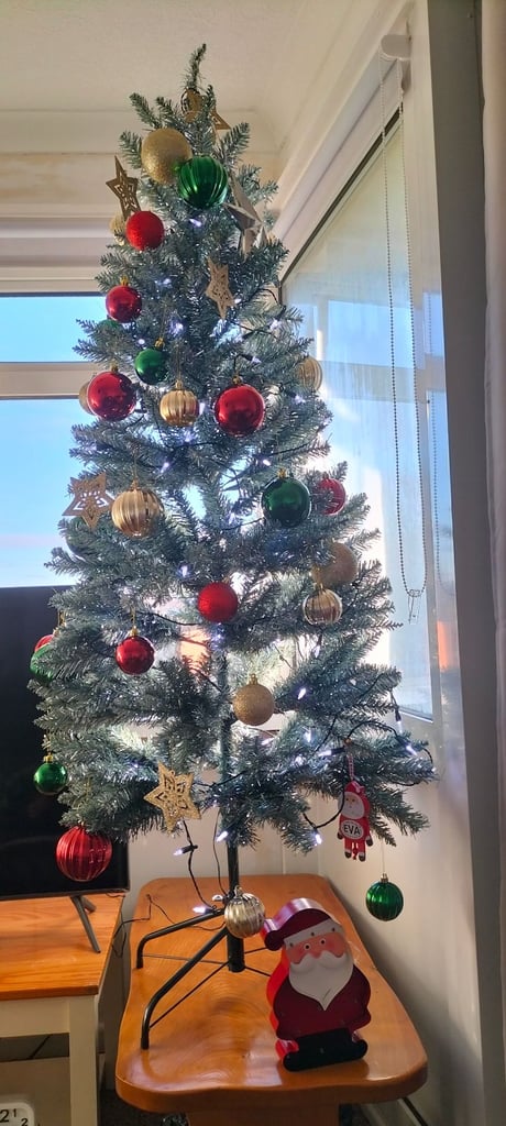 Christmas tree with decorations and light