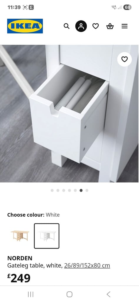 White dropleaf extending table