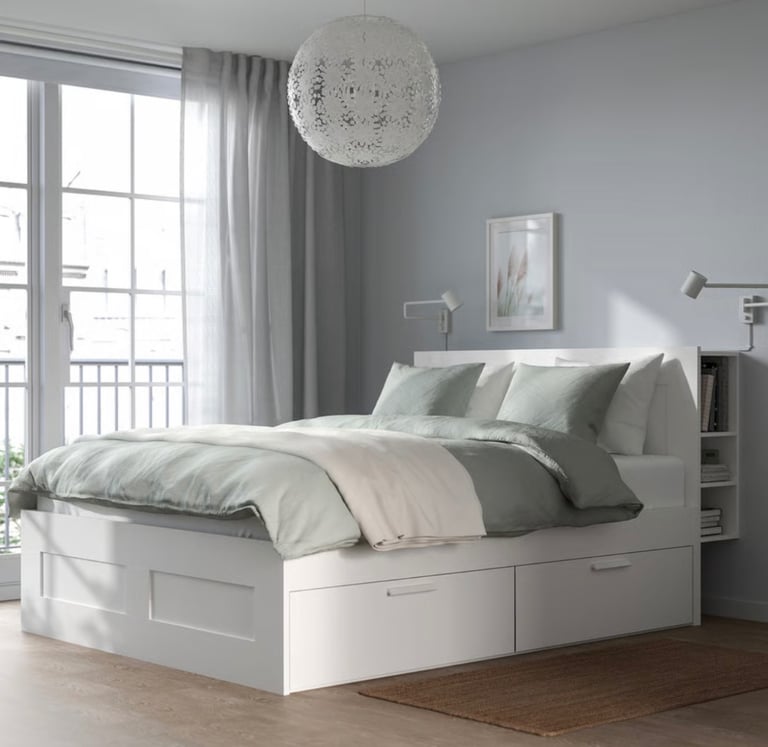 IKEA Brimnes Double bed white- with storage 