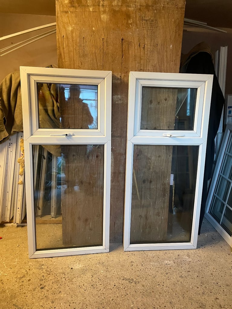 H 142.5 x W 62 cm - MATCHING PAIR UPVC DOUBLE GLAZED WINDOWS - £60 EACH (REF: SJ461 PAIR)