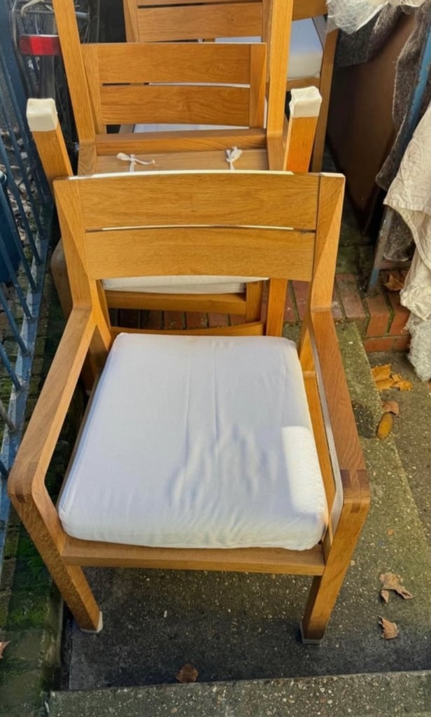 6 Vintage solid oak Radius chairs by designer Simon Pengelly for Habitat