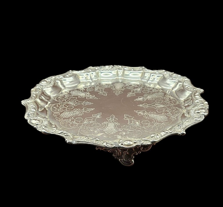 Vintage Footed Silver-Plated Salver/Serving Tray