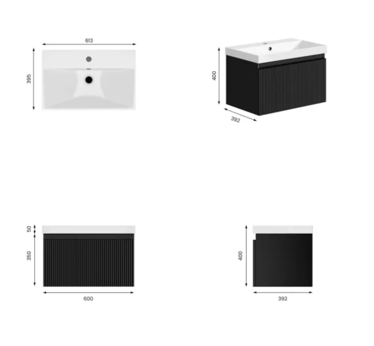 🖤 Modern Matt Black Bathroom Sink Unit – £220 (Brand New)