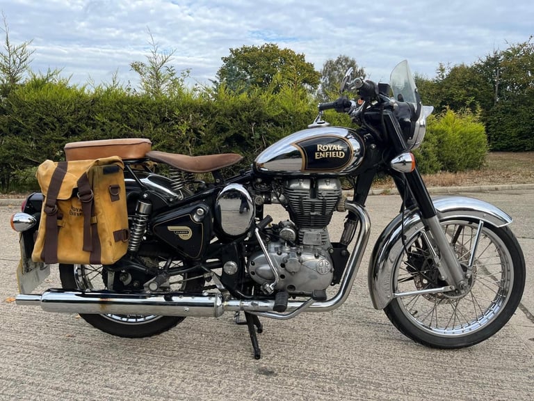 2015 15 ROYAL ENFIELD BULLET CLASSIC EFI MODERN RETRO CHROME  BLACK FI PANNIERS