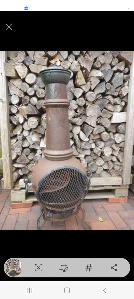 GARDECO XL Toledo Black Cast Iron Chiminea Fireplace with BBQ grill