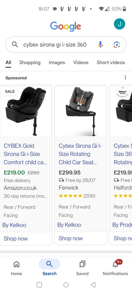 Cybex Sirona Gi i-Size 360 car seat like new