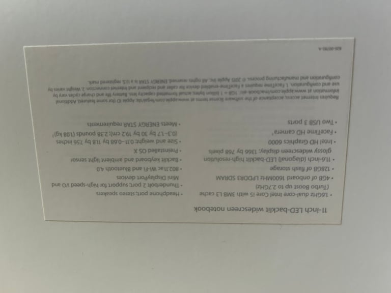 Apple MacBook Air 11.6 ” 1.6GHz 4GB/128GB Intel Core i5 - Immaculate