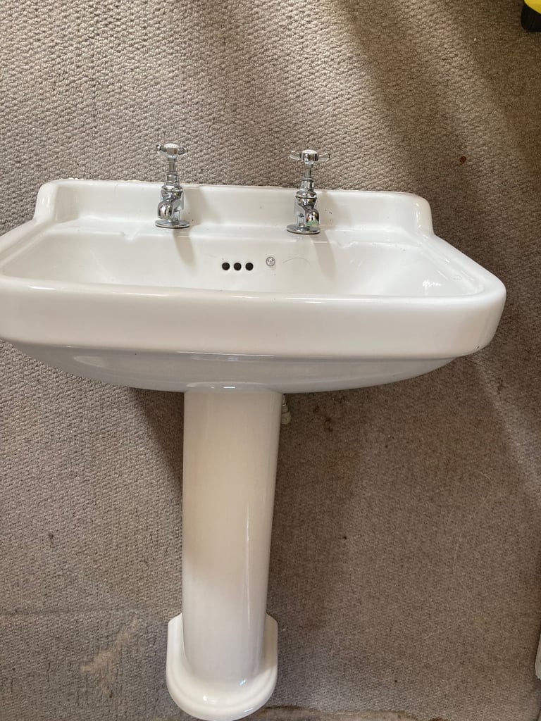 Victorian style pedestal basin with taps