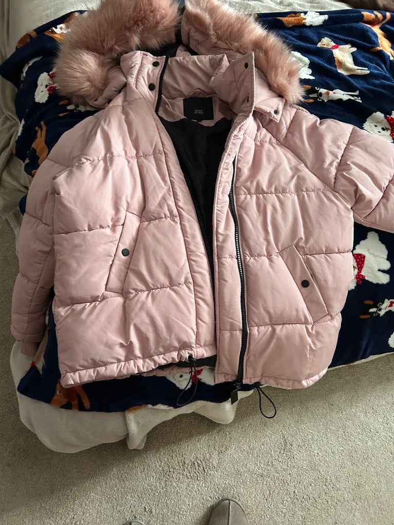 Dusky pink oversized puffa jacket
