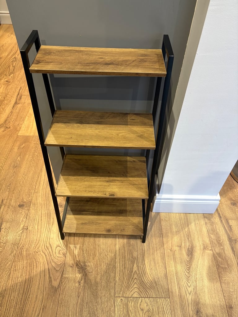 image for Black metal and wood tiered bookcase/shelving/display unit