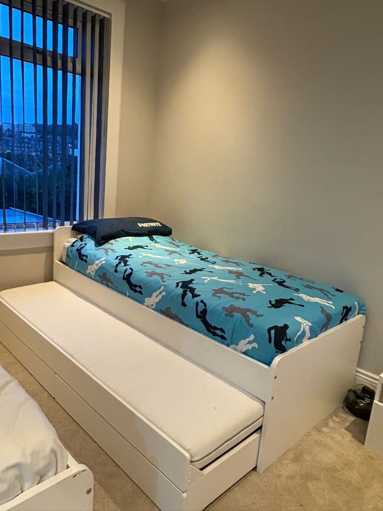 2 x Ikea slakt single beds with pull out bed below and storage drawers