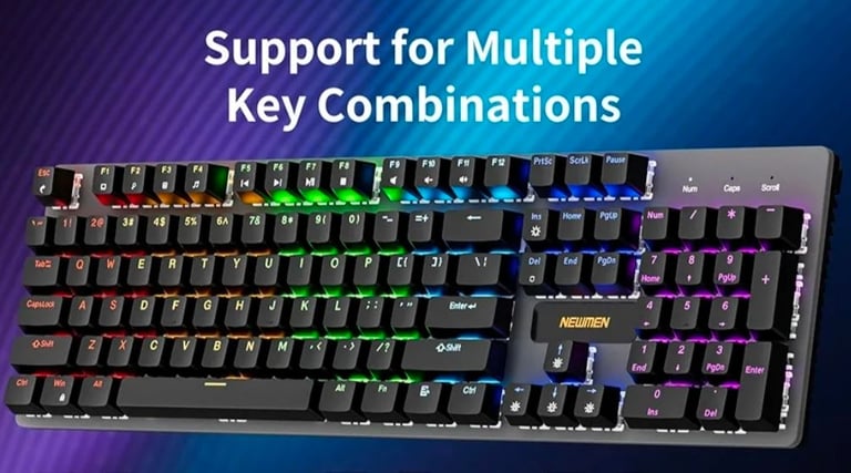 image for Rainbow Fury: 104-Key Hot-Swap LED Gaming Keyboard with Linear Red Switches