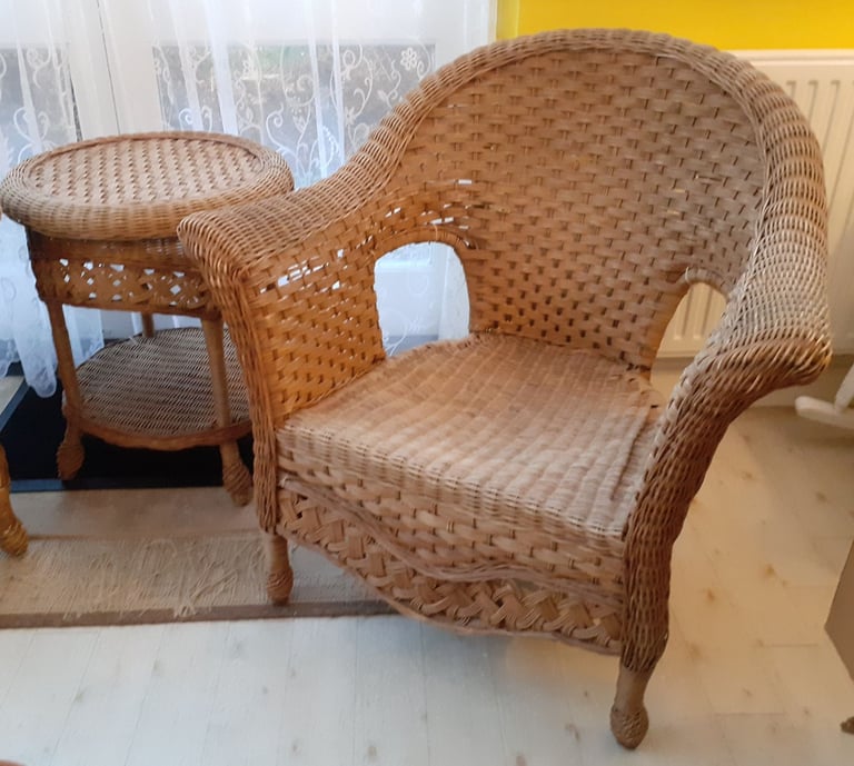 Edwardian Wicker Armchairs and table