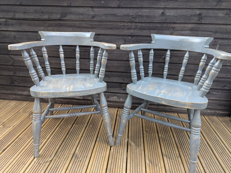 For Sale a pair of Solid oak Captain's Chairs