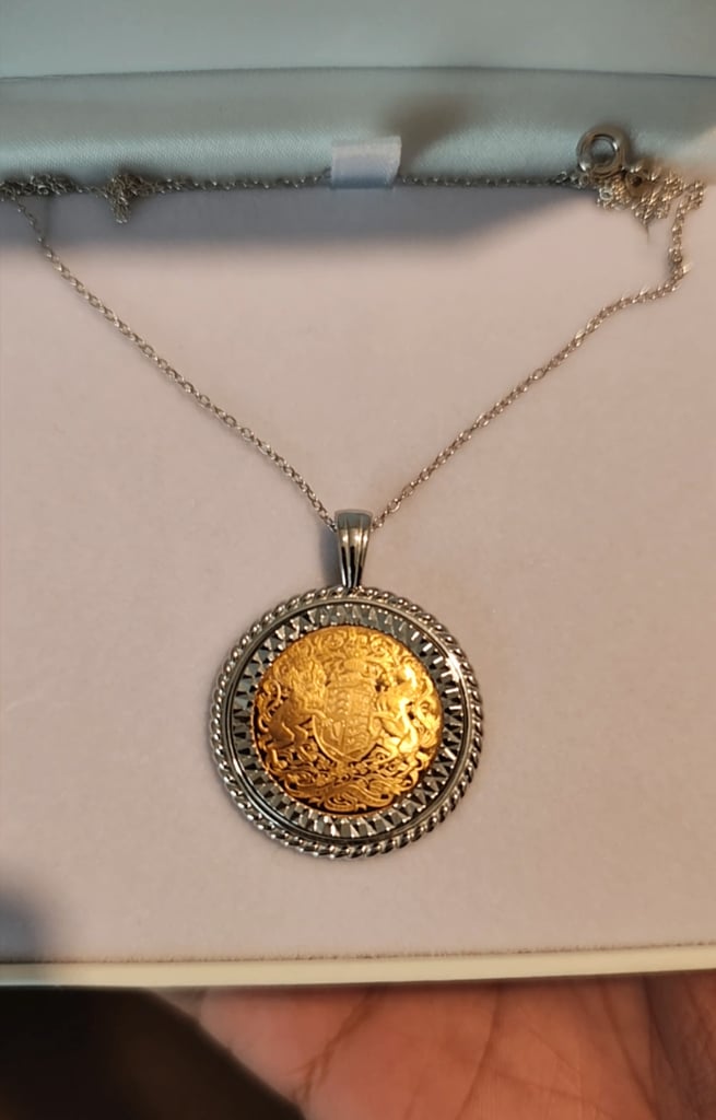 image for Full Gold Sovereign Pendant with Silver Chain 
