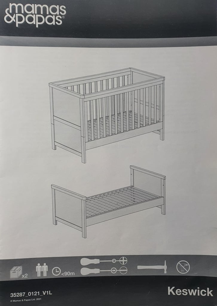 MAMAS & PAPAS KESWICK COT BED & MATTRESS