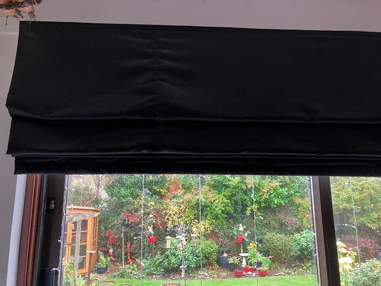 Lovely Black Roman Blinds with side track - large size (240cm x 210cm drop) Cost over £200