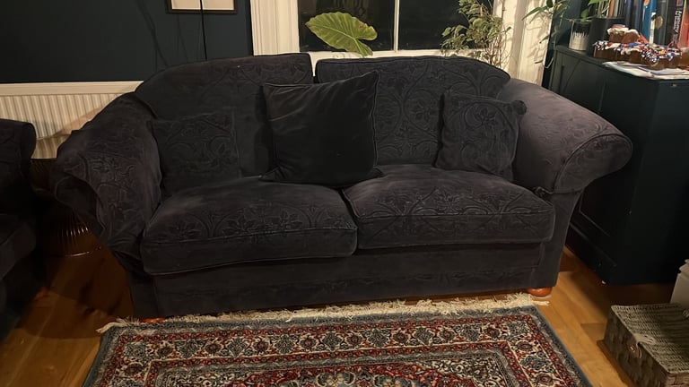 2 x great quality dark blue sofas 