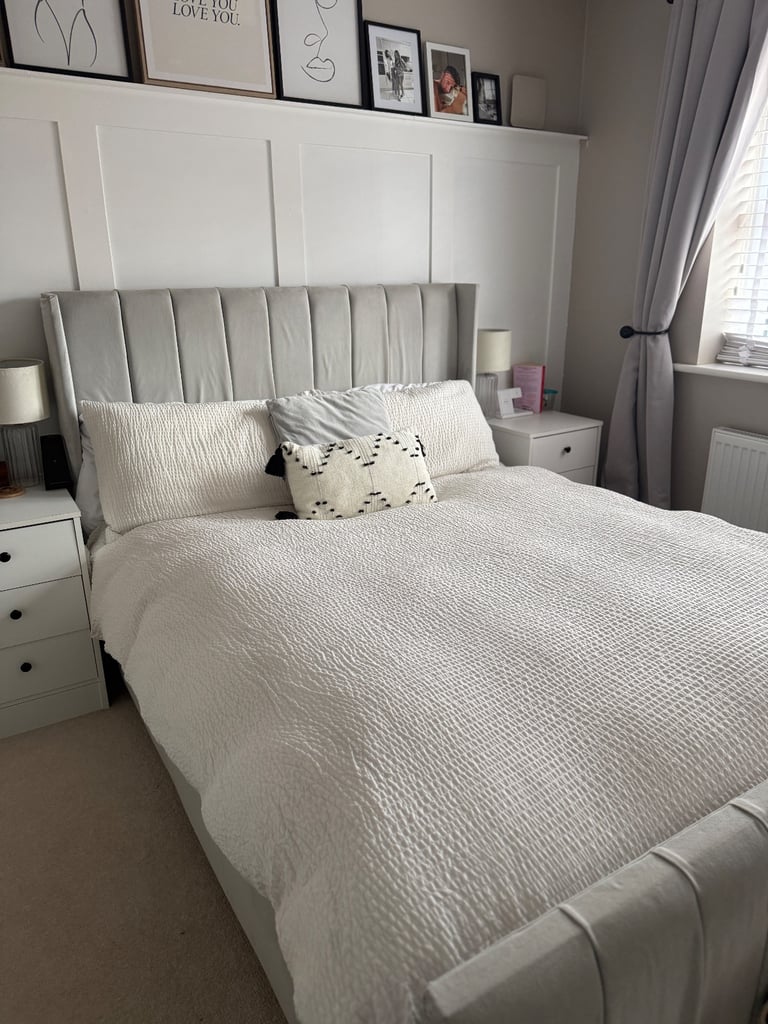 Light Grey Double Bed Frame **Available After Friday 31st October**