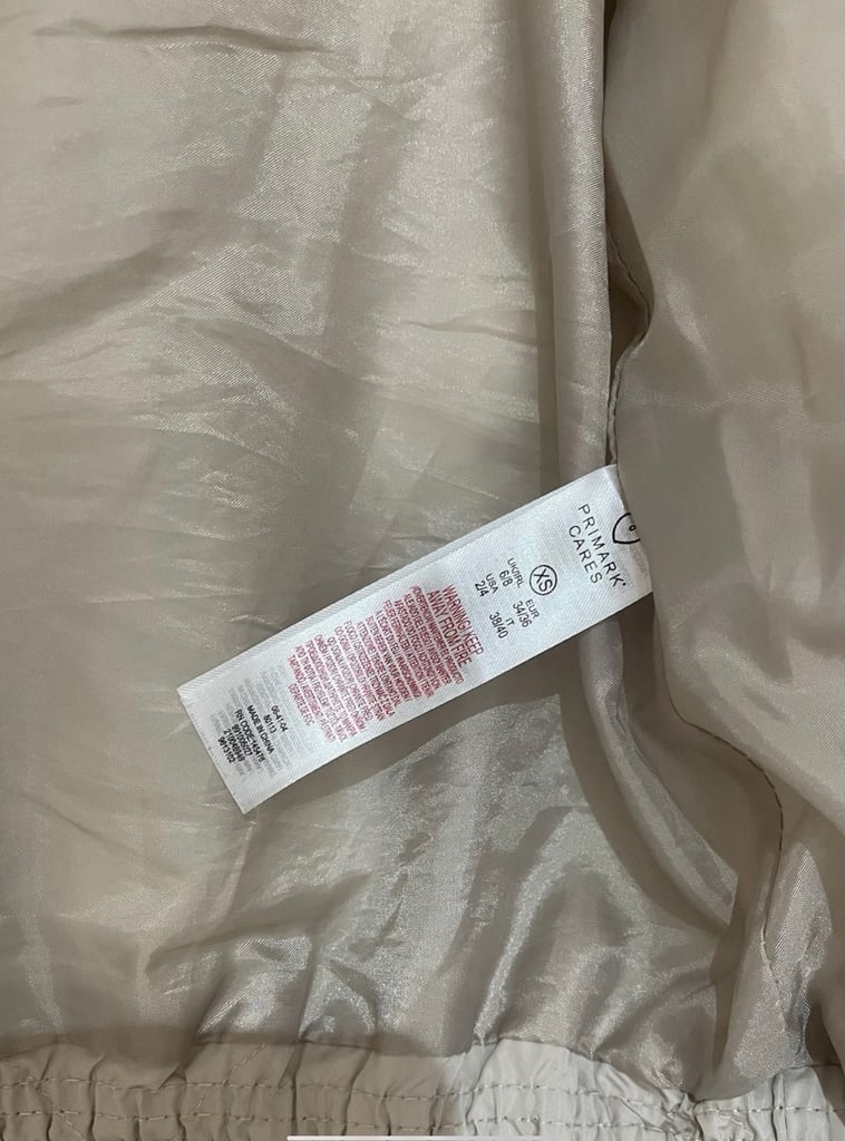 Cream Short Coat Jacket From Primark Size  XS  Quilted