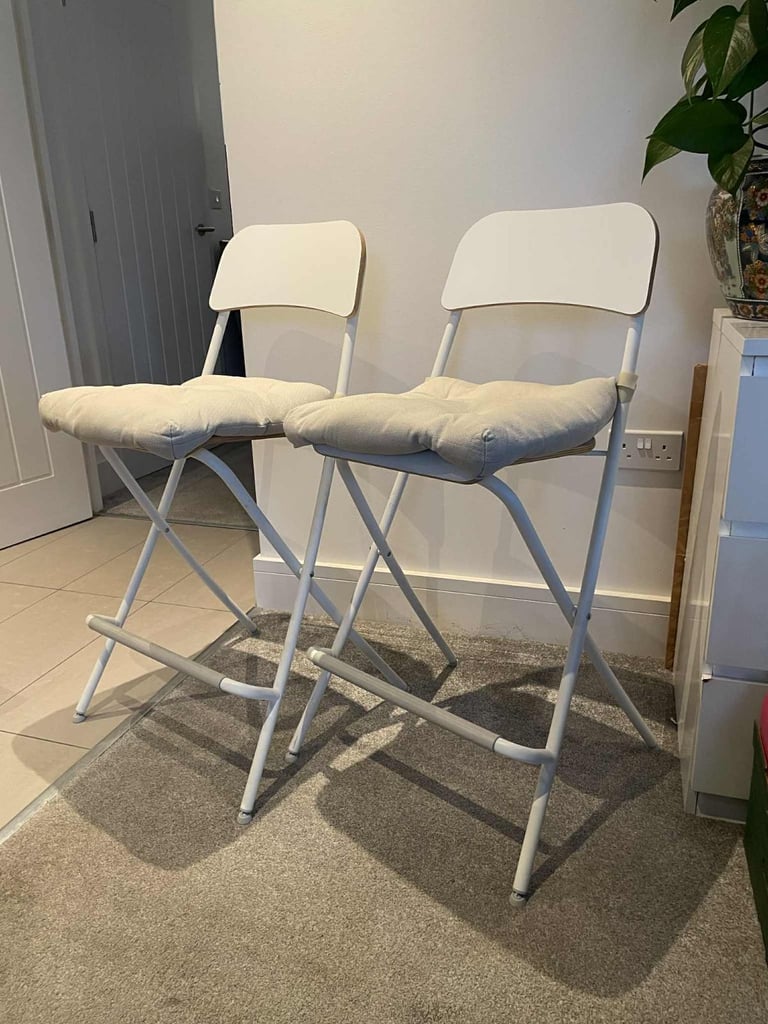 image for 2x foldable breakfast stools + seat cushions