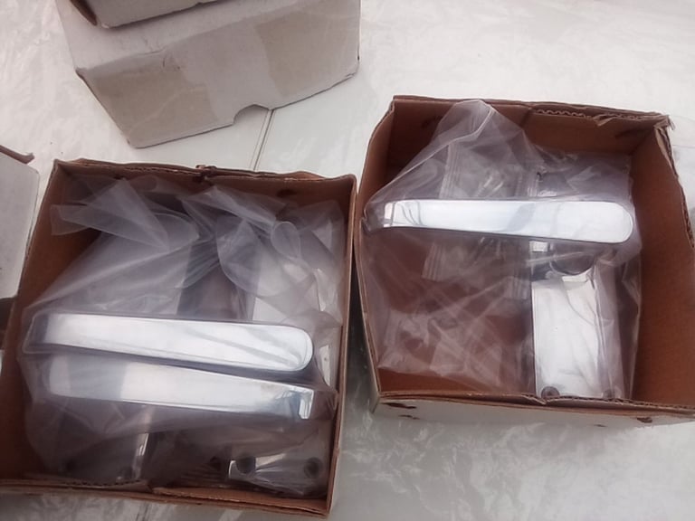 image for 3 x 2 piece Victorian straight lever quality polished chrome door handle set.