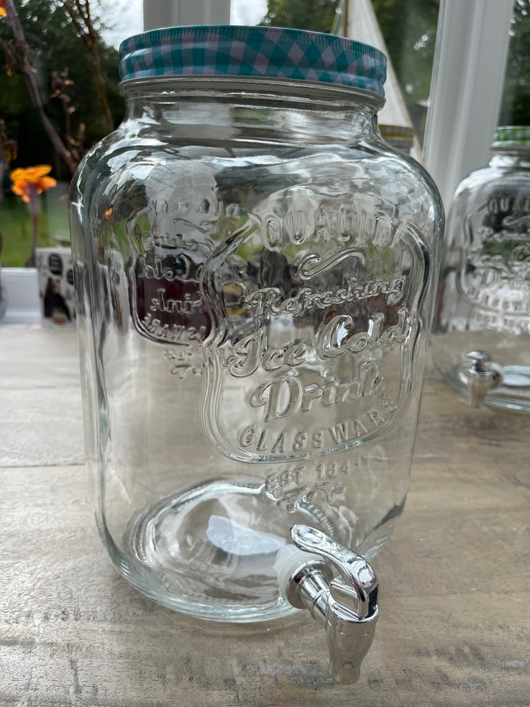 image for Large glass Jar 8L £15 each cocktails water cool drinks