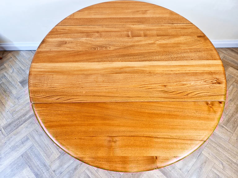 Ercol Vintage Mid Century Solid Elm Danish Design Extending drop Leaf Dining Table BL682