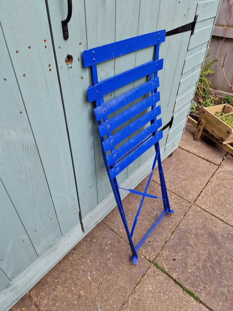 Metal garden folding chairs pair blue, Bistro Seating