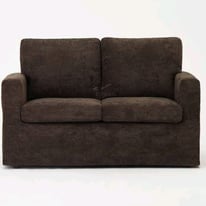 2 X 2 SEATER BROWN FAUX LEATHER SOFAS LIKE BRAND NEW