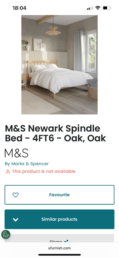M&S Newark Spindle Double Bed Frame 4ft 6in Ex-Display OAK **will be open to reasonable offers**