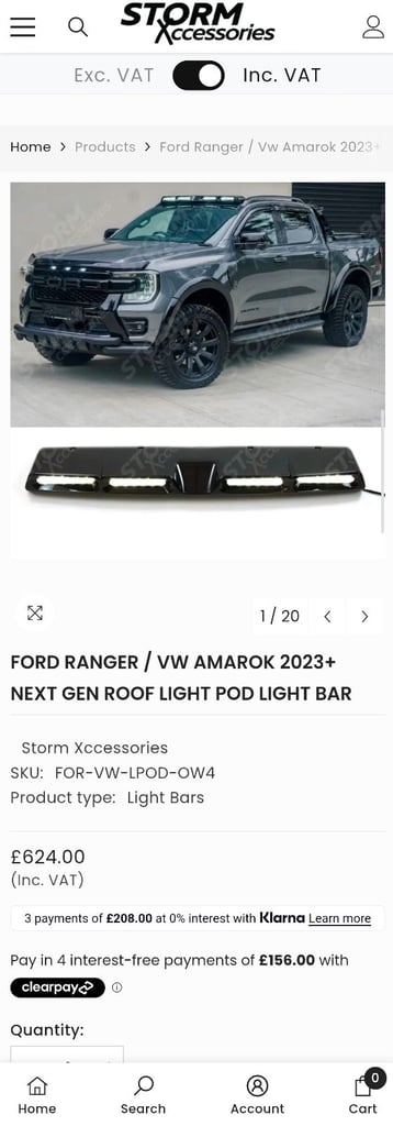 Ford Ranger / Vw Amarok 2023+ Next Gen Roof Light Pod Light Bar