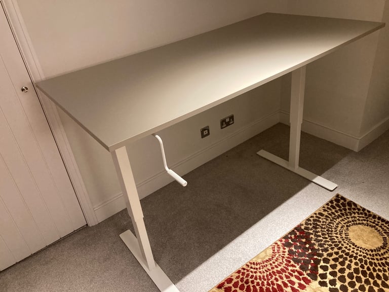 Ikea TROTTEN Desk sit/stand, beige/white, 160x80 cm