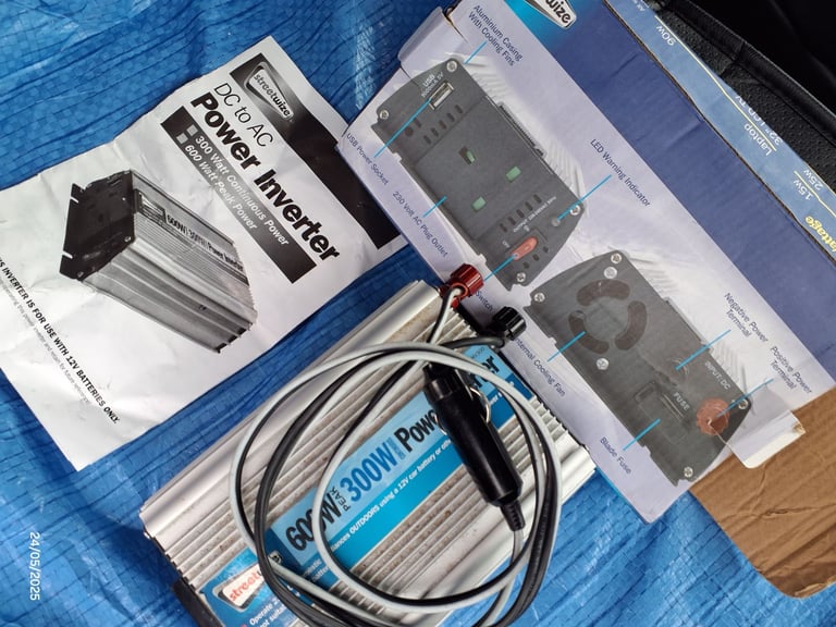 Incar 12v vehicle 600w max (300w) Inverter power brick 12v Dc to AC plus usb port