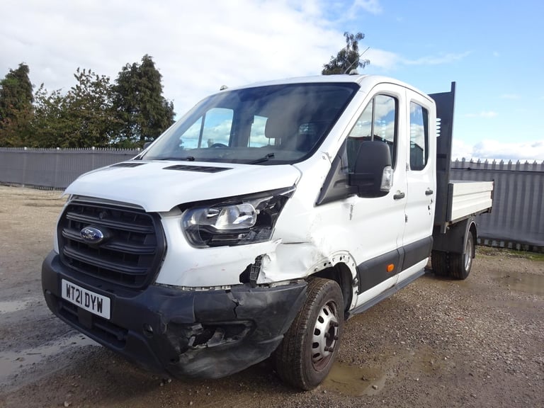 2021 21 REG FORD TRANSIT 350 LEADER ECOBLUE DIESEL TIPPER 7 SEAT DAMAGED SALVAGE