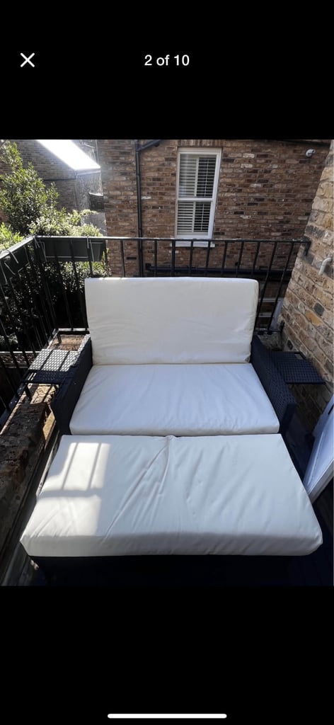 Outsunny Garden Rattan Furniture Set 2 Seater Patio Sun Lounger Daybed Sun Bed