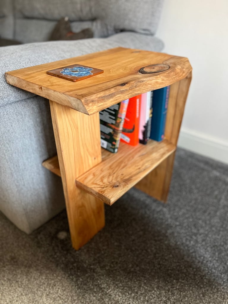 Cypress wood side table