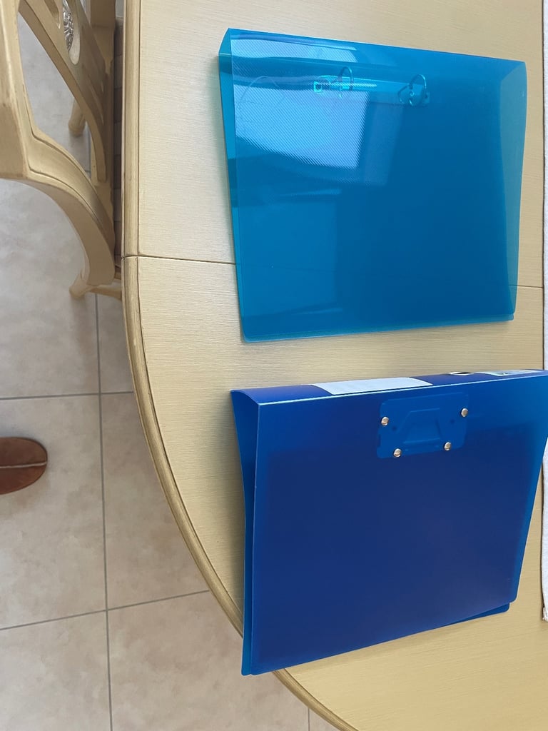 Acrylic blue ring binder folders