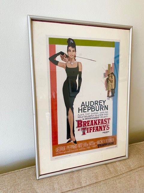 BREAKFAST AT TIFFANYS FILM POSTER, WALL PRINT, FRAMED, AUDREY HEPBURN 