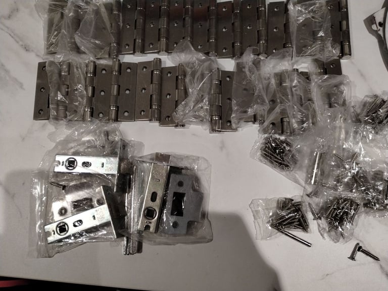 image for Internal door hinge set-24 unused hinges in satin chrome