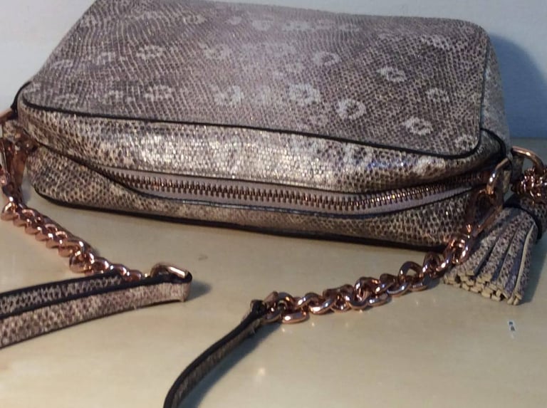 Michael Beige  Leather Crossbody Bag 