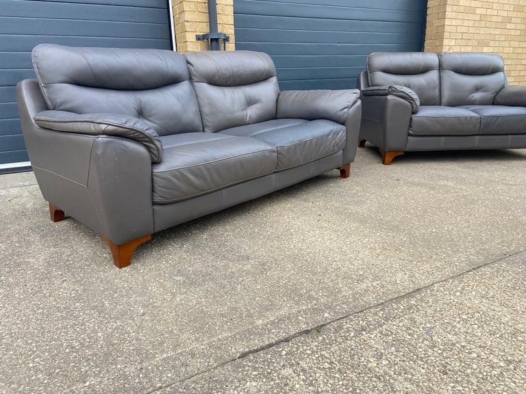 Grey leather sofas DELIVERY AVAILABLE 