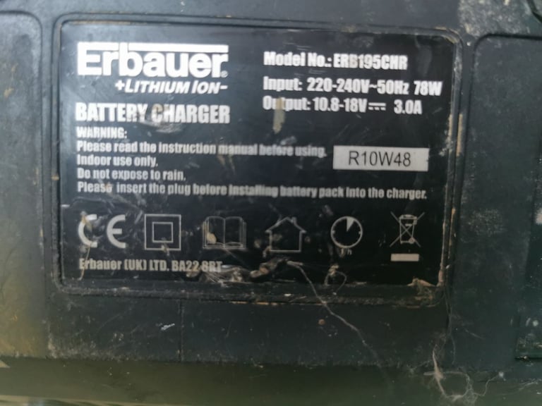 Erbauer drill lithium ion charger 