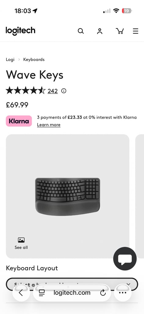 Wave Keys wireless Logitech Keyboard 