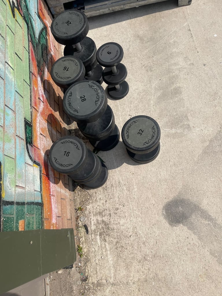 Technogym Urethane Dumbbells Set   With Rack / Individual   Price £3 a kg  Available  4-48kgs 