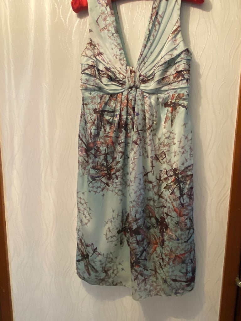 TED BAKER DRESS SIZE 1 - DUCK EGG BLUE/MULTI COLOUR