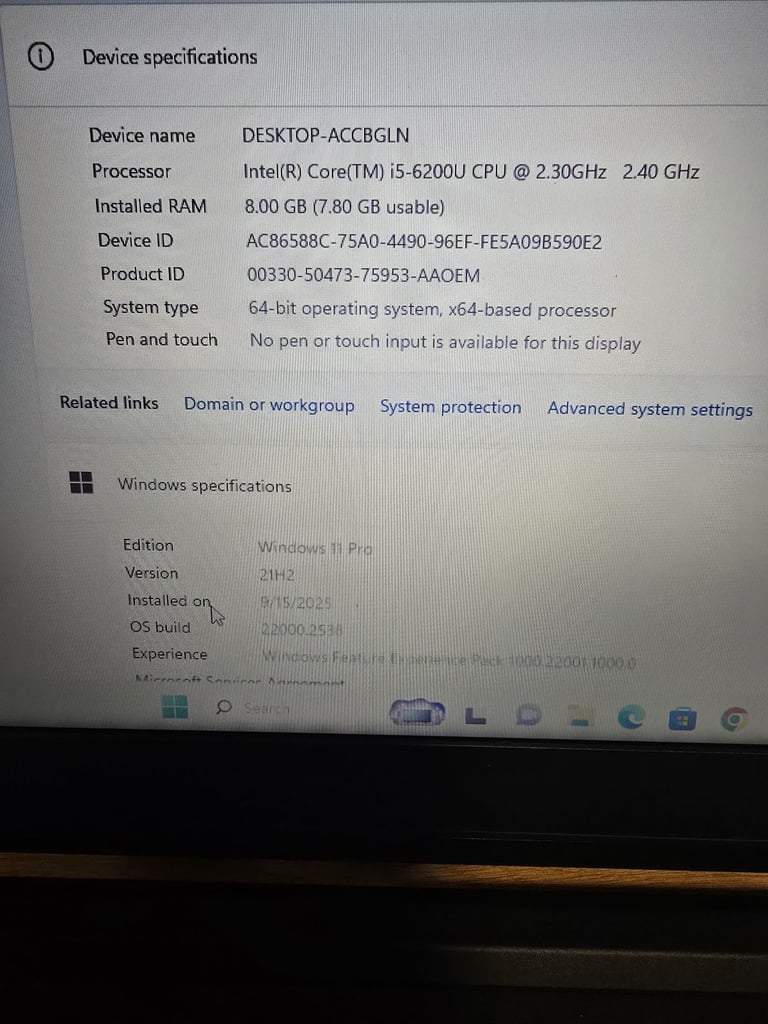 Lenovo laptop i5 8gb ram 256gb ssd 