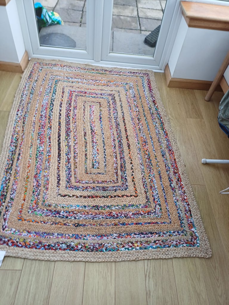 Lovely Indian jute and cotton rag rug/playmat