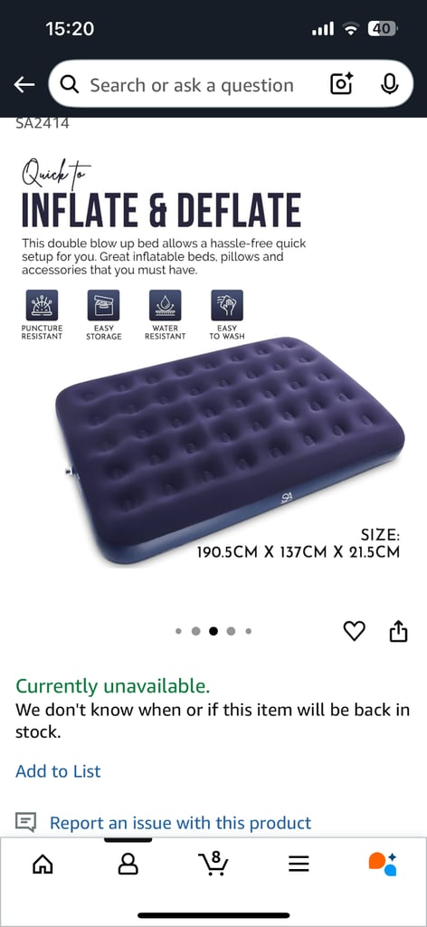 Airbed - Electric Air Pump Waterproof Inflatable Mattress (Double + AC Pump), 